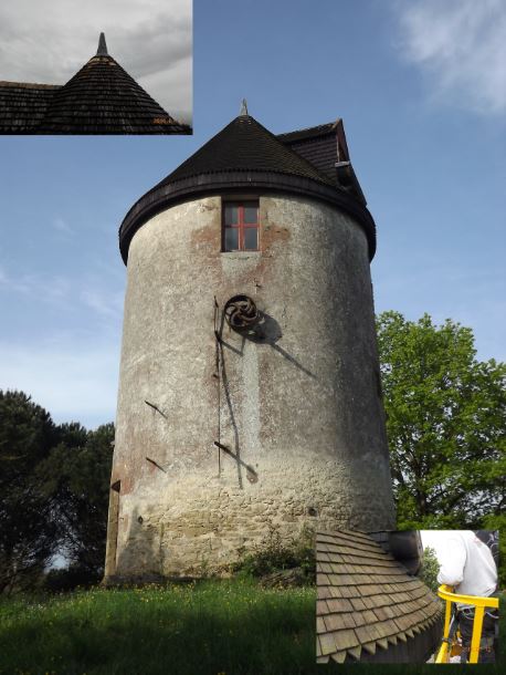 Réparations et entretien de la toiture du Moulin Vert d'Arthon-en-Retz par Attila Nantes Ouest