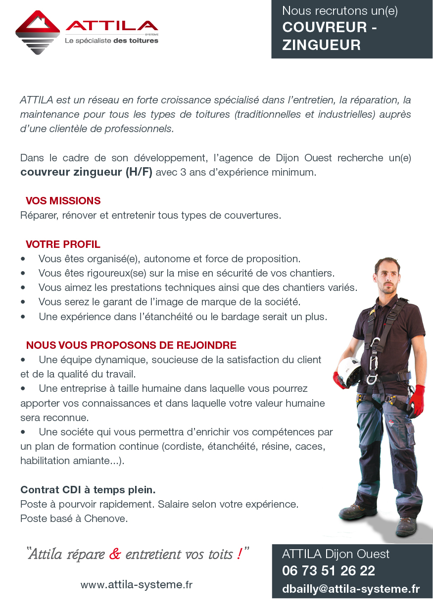 recrutement couvreur zingueur étancheur