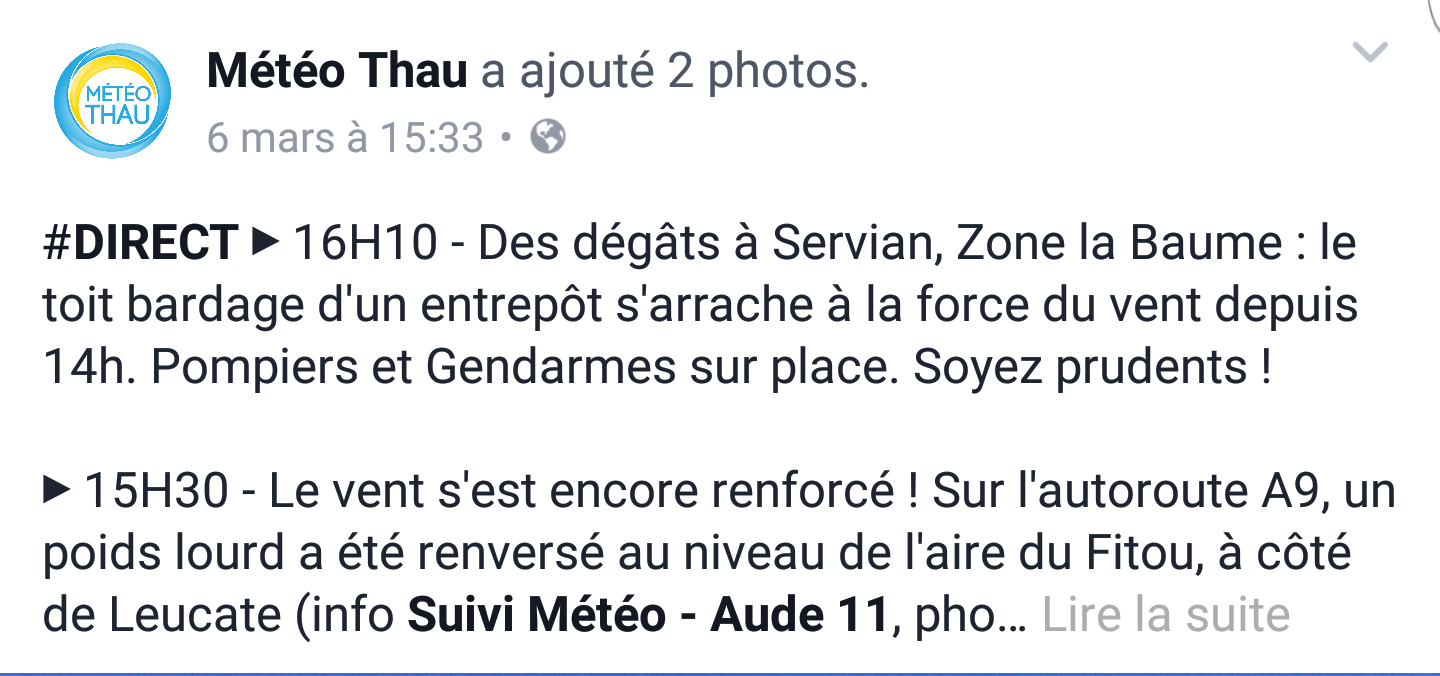 Alerte Météo Servian Météo Thau - Intervention ATTILA Sète Agde